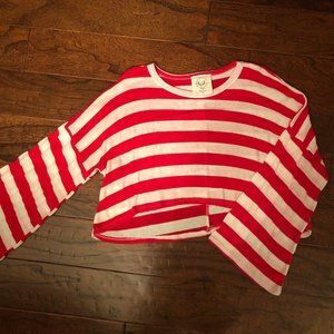 Fantastic Fawn Red/White Striped Crop Sweater